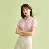 Women's Cotton Lycra Slim Fit Short Sleeve Polo