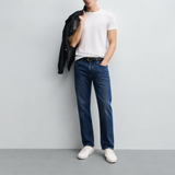 Men's Mid Rise Regular Tapered Jean Pants (180° Expandable Waistband)